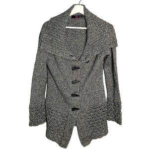Etcetera Knitted Long Sleeve Cardigan Sweater Heather Gray Women's Medium